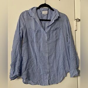 Women's Long Sleeve Button Down Polka Dot Top